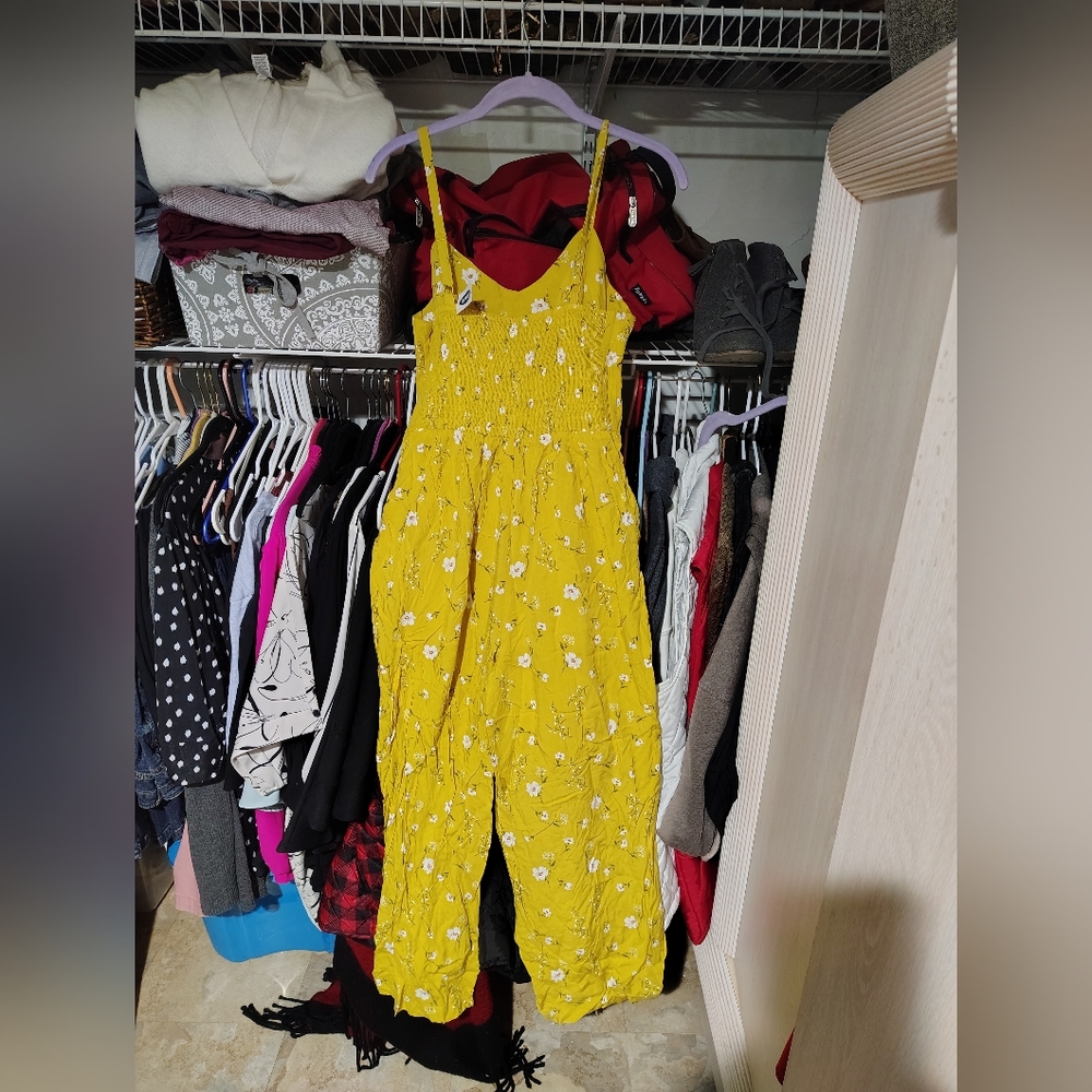 NWT Old Navy Yellow Floral Jumpsuit Size M